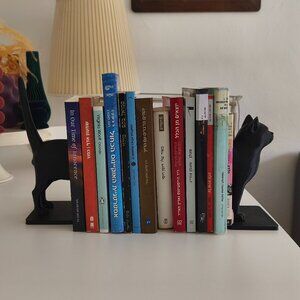 Black Cat Bookends 3D Printed Plastic Lightweight Modern Decor (Set of 2)